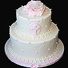 Christening Cake with Pink Flower