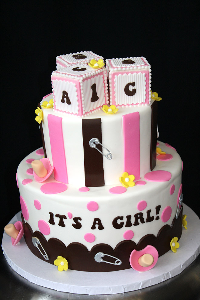 Its a Girl! Cake with Blocks
