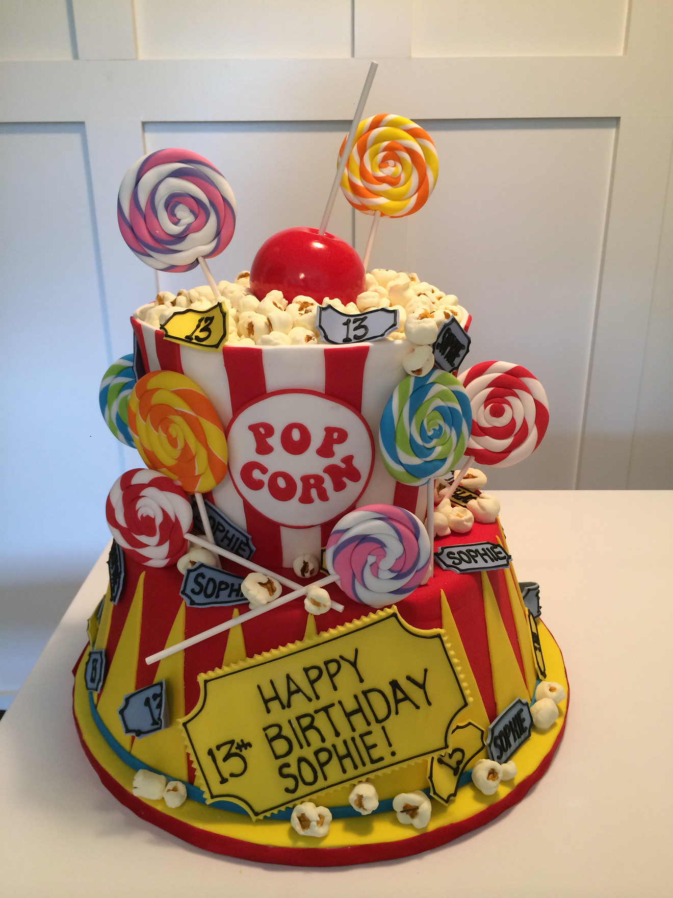 Carnival Popcorn Birthday Cake