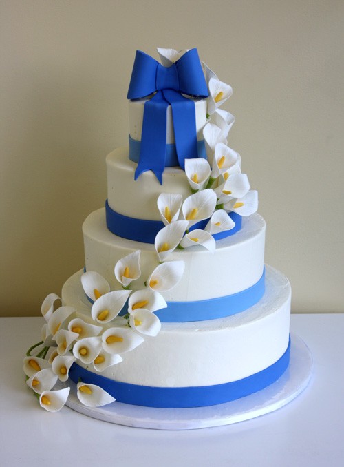 Wedding Cake with Calla Lily Cascade