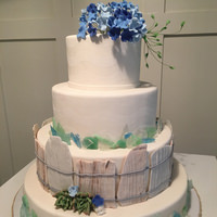 Country Cake with Blue Hydrangea Sugar Flowers