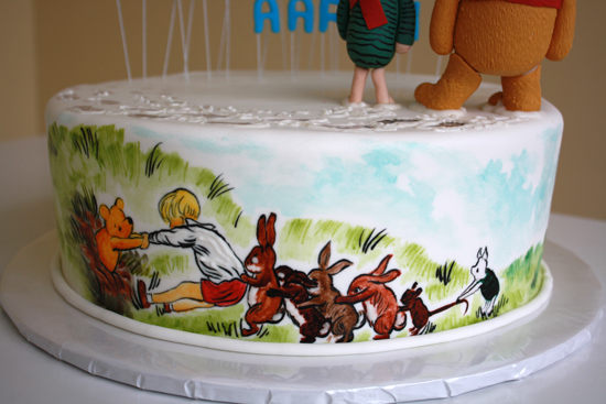 Pooh and Friends Cake – Hand Painted Detail 