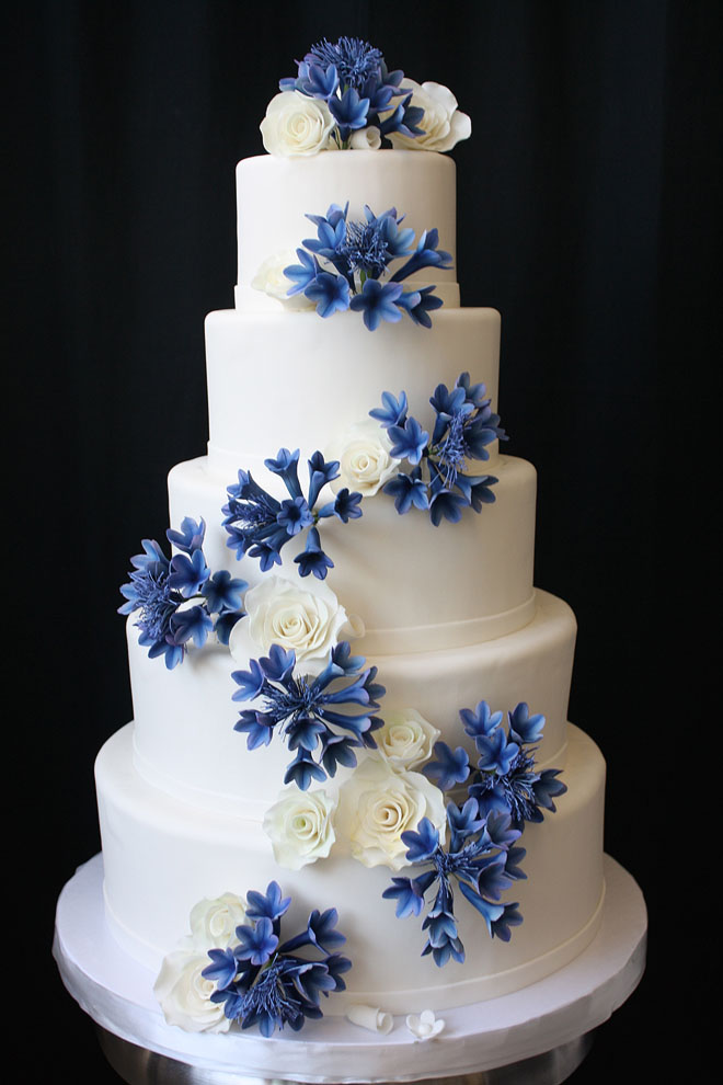 Wedding Cake with Sugar Cornflowers