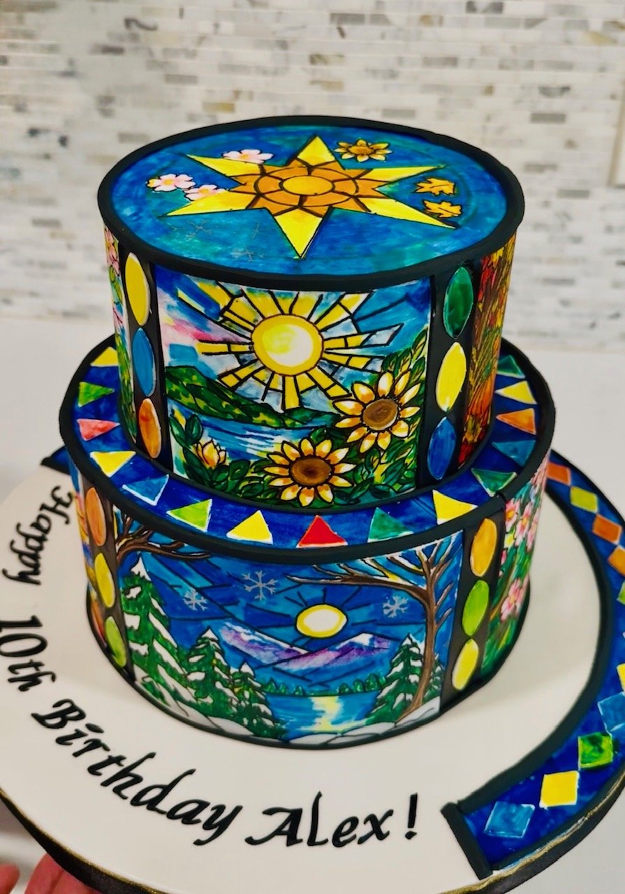 Stained-glass birthday cake